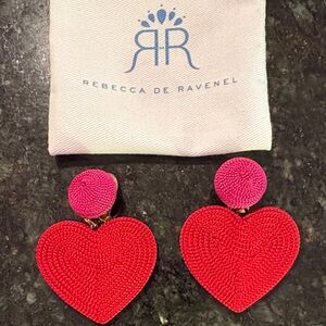 Rebecca de Ravenel Red and Pink Heart Earrings